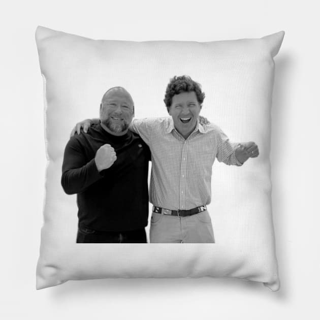 Alex Jones Tucker Carlson Best Friends Against the Deep State Pillow by Doctor Doom's Generic Latverian Storefront