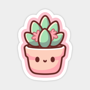 Cute Succulent Tiny Kawaii Cactus House Plant | Kawaii Plant Illustration | Kawaii Style Magnet