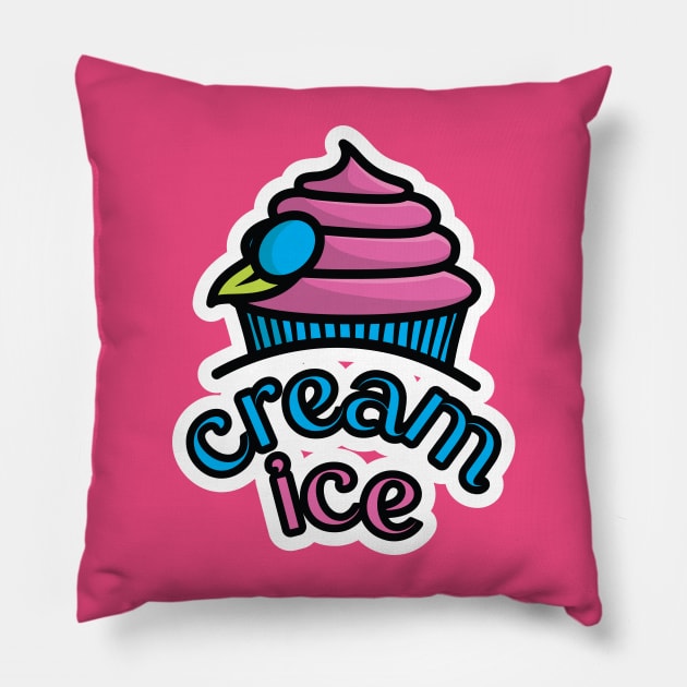 Summer Ice Cream Cup Sticker vector illustration. Summer food and ice cream object icon concept. Ice cream paper cup sticker vector design with shadow. Pillow by AlviStudio