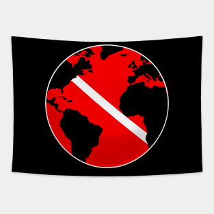 Diver Earth World Sea Flag Diving Gift Tapestry