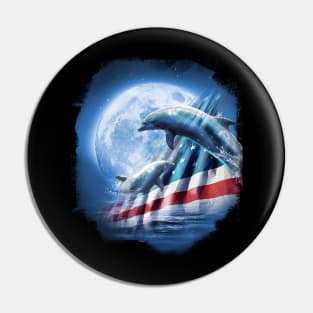 American Flag Dolphins Pin