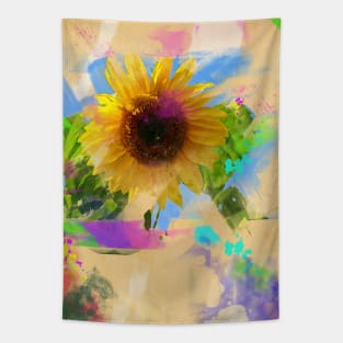 Sunflower Painting Watercolor Effect Tapestry