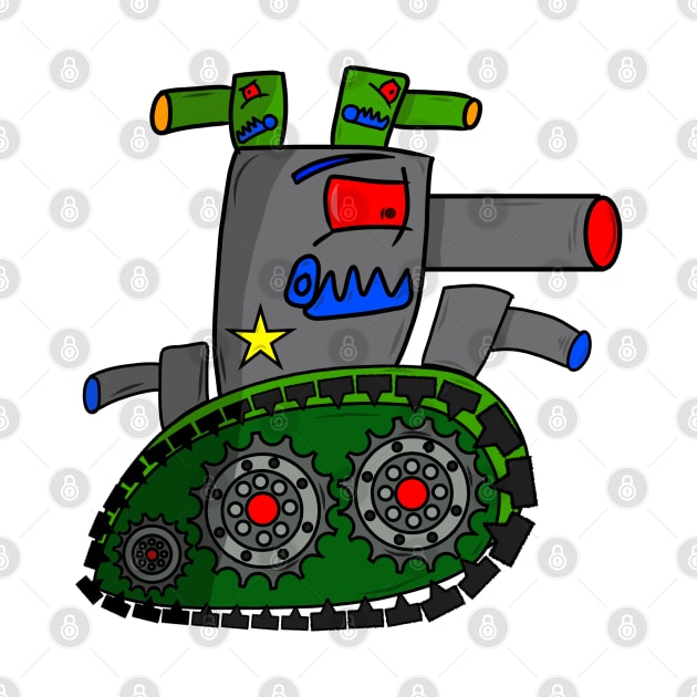 Mini Angry Tank Cartoon by ozilio clothing