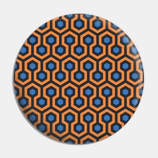 Geometric Pattern: Looped Hexagons: Orange/Blue Pin