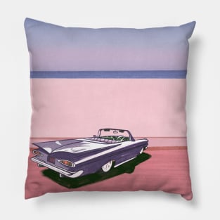 Summer at the Beach Retro Pink Aesthetic Pillow