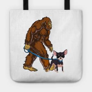 Funny Bigfoot Sasquatch Walking Chihuahua Tote