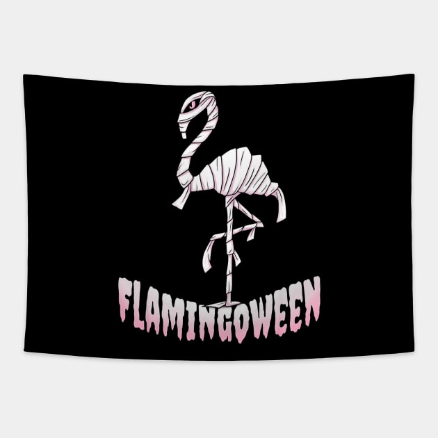 Flamingoween  Flamingo Mummy Costume Happy Halloween Tapestry by mlleradrian