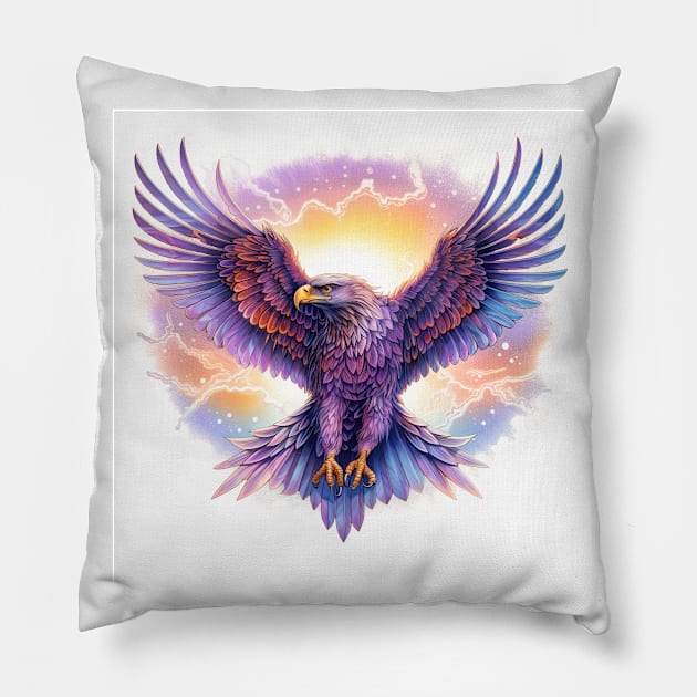 Stunning eagle in flight. Mystical and beautiful Pillow by Geminiartstudio