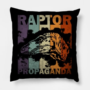 Raptor Propaganda Vintage Jurassic Velociraptor Pillow