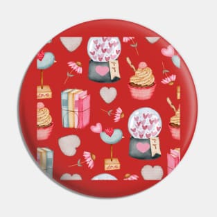 Cupcake And Book Pattern Pin