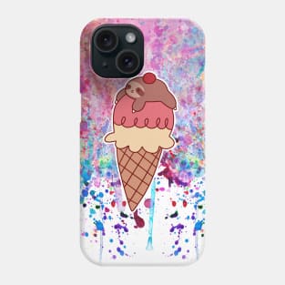 Icecream Cone Sloth Watercolor Paint Drip Phone Case