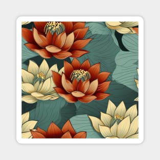 Serenity Blooms: Timeless Lotus Flower Pattern Magnet