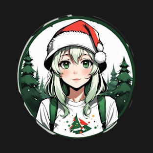 Green haired anime girl in red hat T-Shirt