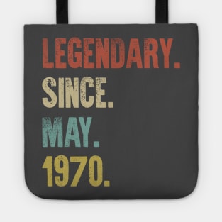 Retro Vintage 50th Birthday Legendary Since May 1970 Tote