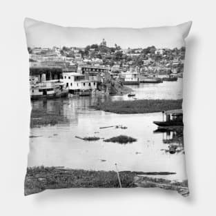 Vintage photo of low tide Manuas Brazil Pillow