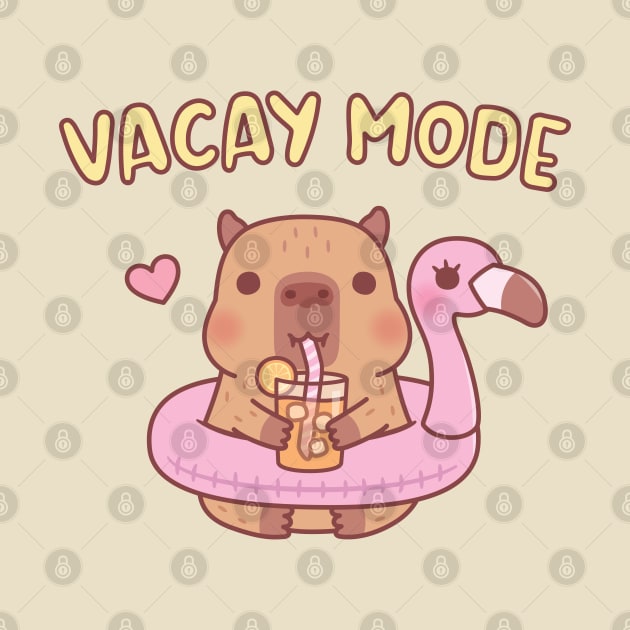 Cute Capybara With Flamingo Pool Float Vacay Mode by rustydoodle