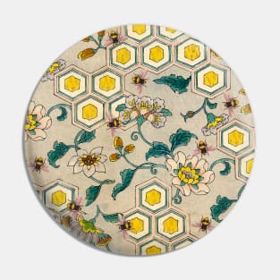 HONEY BEES ,BEEHIVES ,SPRING FLOWERS YELLOW ORANGE GREEN Beekeeping Collection Pin