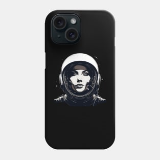 Black and white-themed female astronaut Phone Case