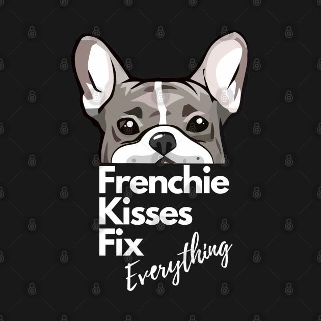 Blue french bulldog kiss for frenchie lover by Collagedream