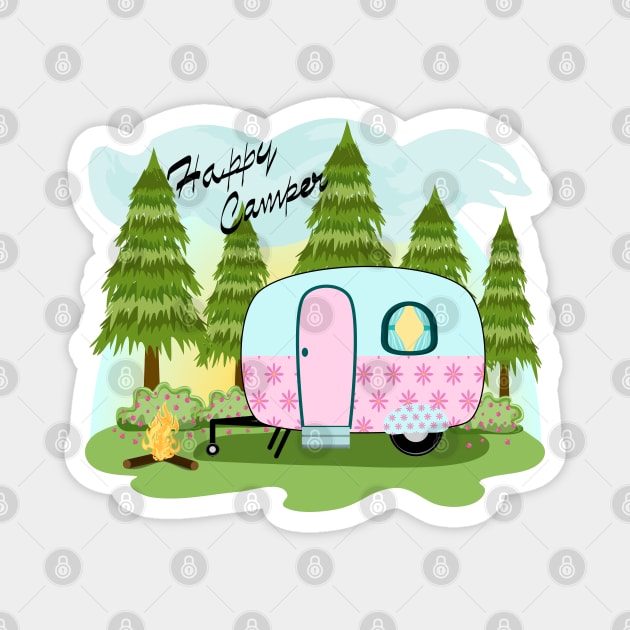 Happy Camper Magnet by Designoholic