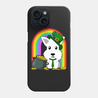 White Terrier Rainbow Irish Clover St Patrick Day Dog Gift product Phone Case