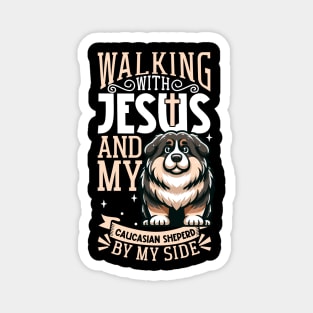 Jesus and dog - Caucasian Shepherd Dog Magnet