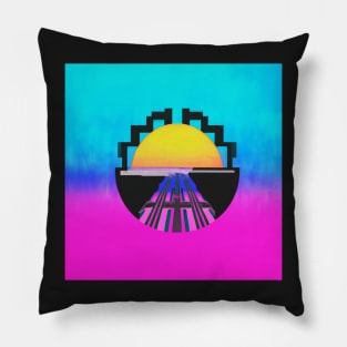 Colorful cyber circle form Pillow