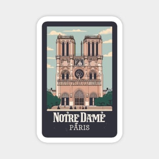 A Vintage Travel Art of the Notre-Dame Cathedral in Paris - France Magnet