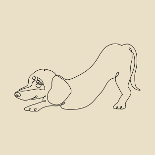 One Line Dachshund Downward T-Shirt