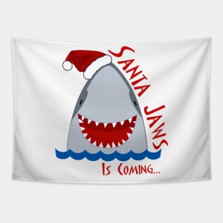 Santa Jaws is Coming Tapestry