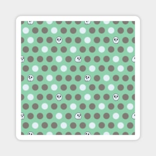 Polka Dots and Scattered Skulls - Halloween Pattern - Pastel Colors Magnet