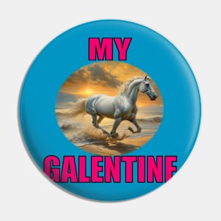 My galentine white horse Pin