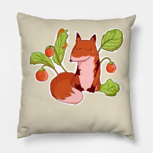 Sleepy Strawberry Fox Pillow