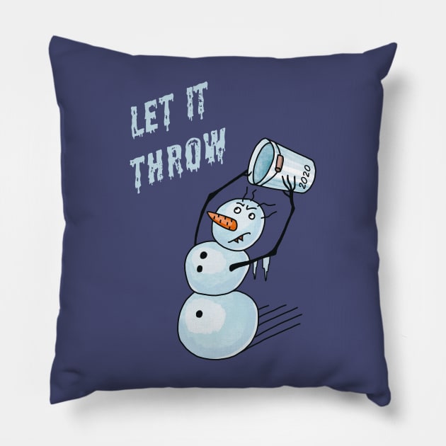 Angry Snowman Funny Pun Pillow by okpinsArtDesign