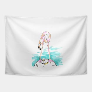 Flamingo and baby flamingo Tapestry