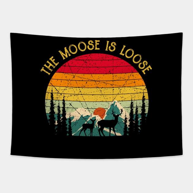 Vintage Retro The Moose Is Loose Tapestry by beckeraugustina