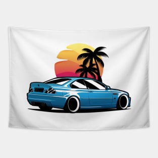 Blue E46 Coupe Sunset Tapestry