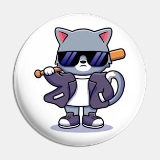 funny baseball cat Pin