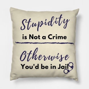 Stupidity is Not a Crime Otherwise You'd be in Jail, Sarcasm design Pillow