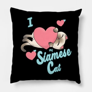 I Heart My Siamese Cat cute kawaii love alternate Pillow