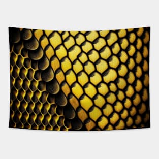 Snake pattern, with pattern, SciFi, scale pattern, black and yellow Tapestry