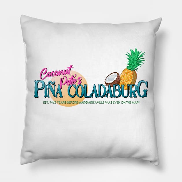 Coconut Pete's Pina Coladaburg Pillow by FanboyMuseum