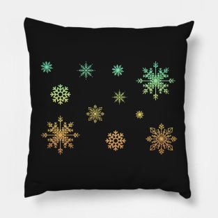 Bright Orange Ombre Faux Glitter Snowflakes Pillow