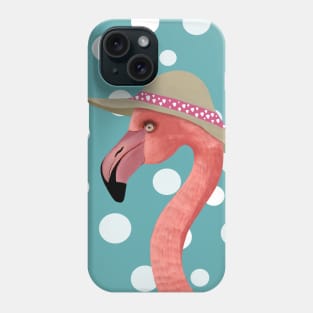 Flamboyant Pink Flamingo and Large Polka Dots Phone Case