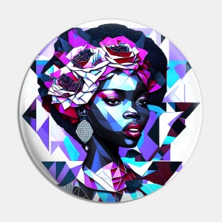 [AI Art] Beautiful (though nonexistent) Rose lady - Geometric Art Style Pin