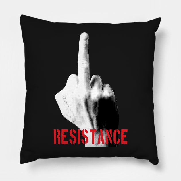 Resistance Middle Finger Pillow by artpirate