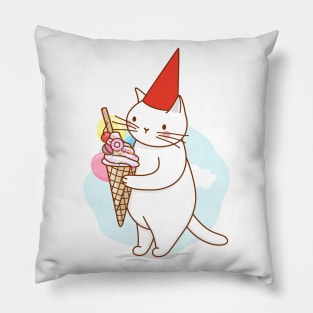 White cats postcards: delicious ice cream treat Pillow