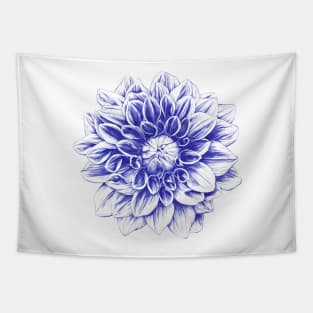 Ballpoint Blue Dahlia Tapestry