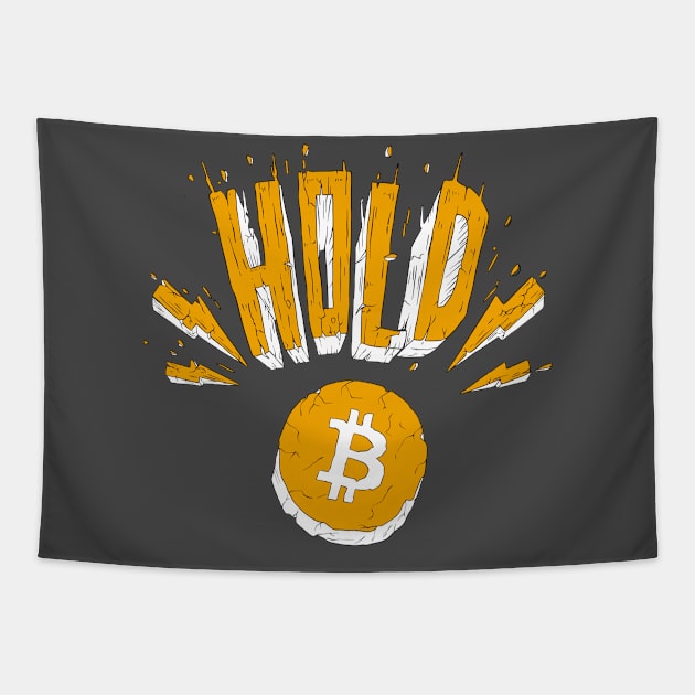 HOLD Crypto Design T-Shirt BTC Bitcoin Tapestry by RetroandMangaarts