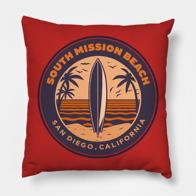 South Mission Beach Pillow by Alexander Luminova